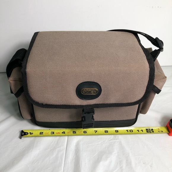 Vtg Optex Canvas Camera Bag Beige/black - Picture 9 of 11